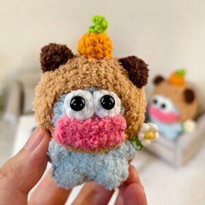 Handmade Amigurumi Crochet Hangyodon with a Capybara Headgear Plushie